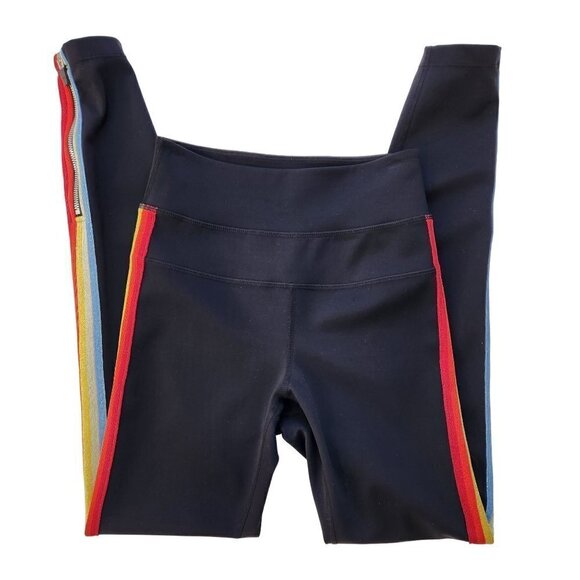 Spiritual Gangster Womens Leggings XS Rainbow Sparkle Stripe Zipper Ankle Tight‎ - Picture 3 of 9